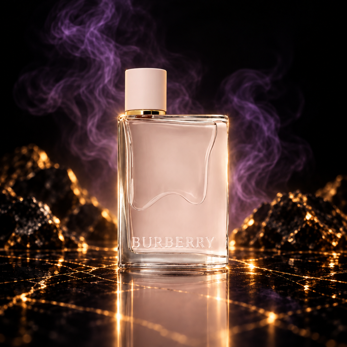 burberry her edp — black, purple and gold presentation